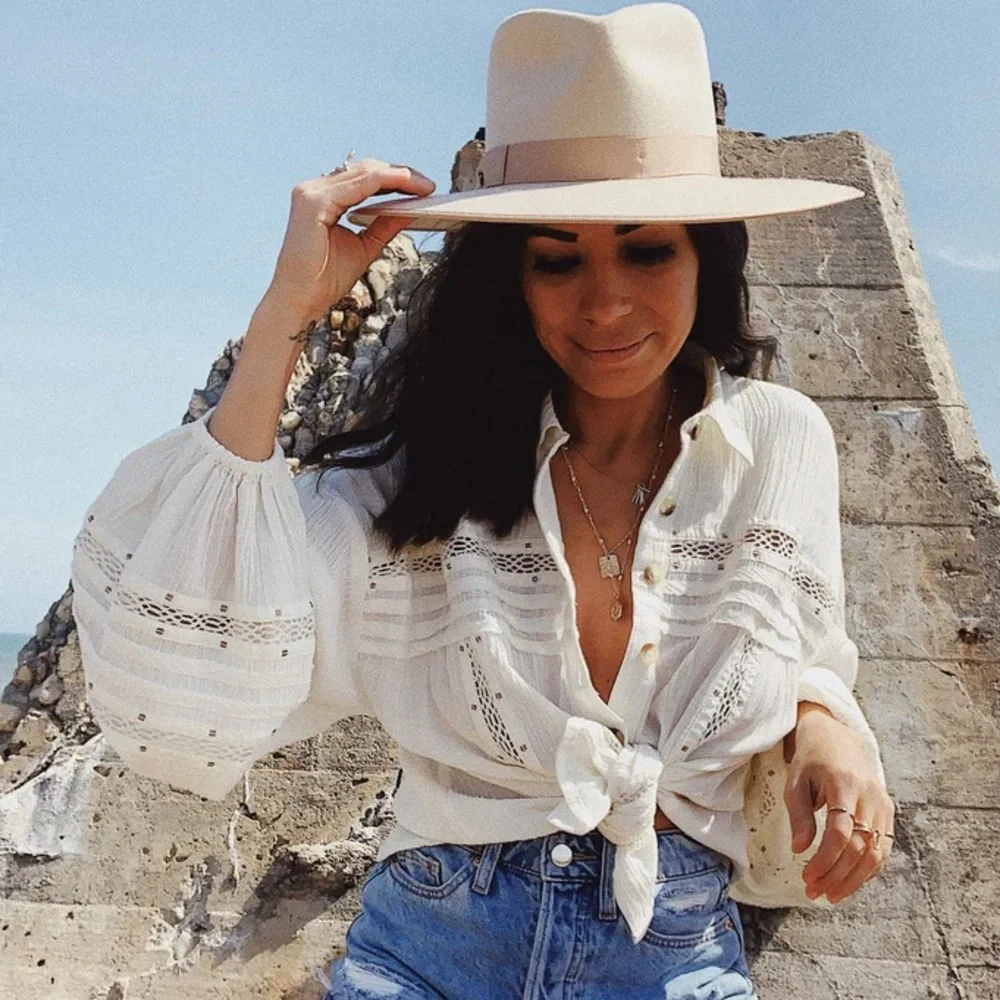 Free People Embroidered Summer Stars Ranch Style Button-Up Ivory Gauze Top XS